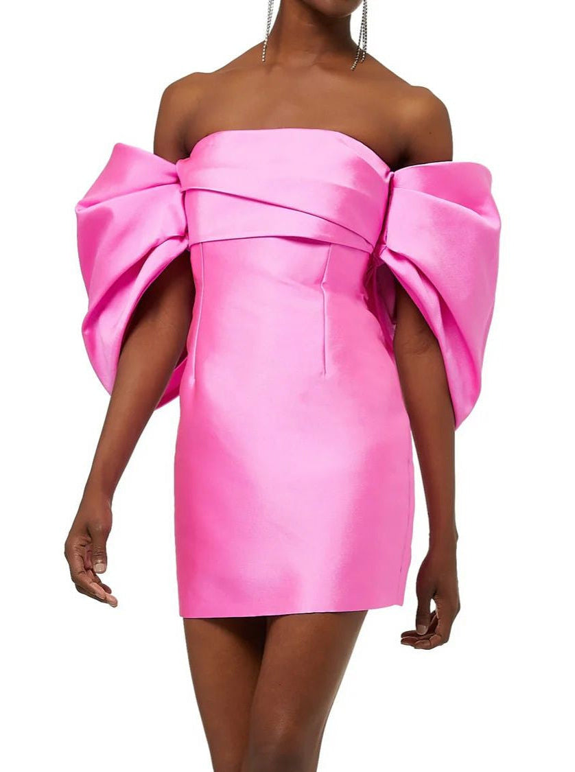 elina mini dress in cream solace london Elina Pink Mini Dress | Solace London