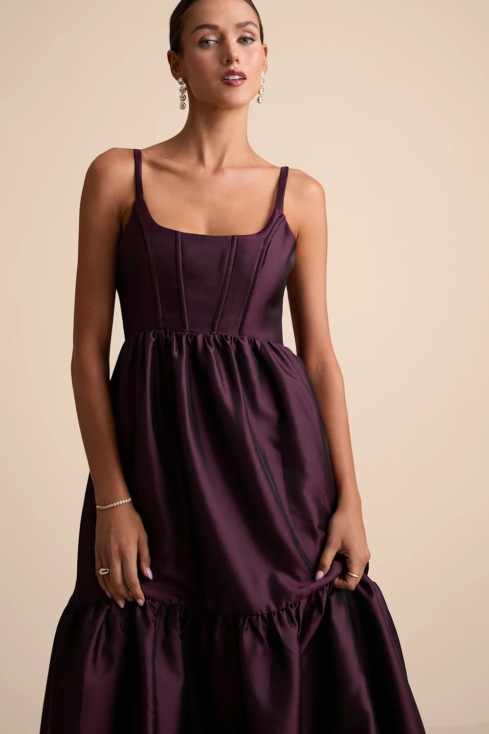 Corset Tier Plum Dress | Lulus