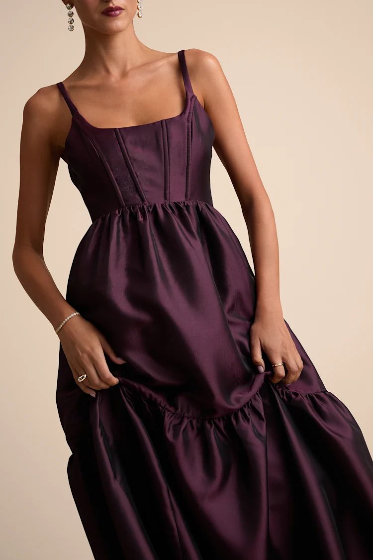 Corset Tier Plum Dress | Lulus