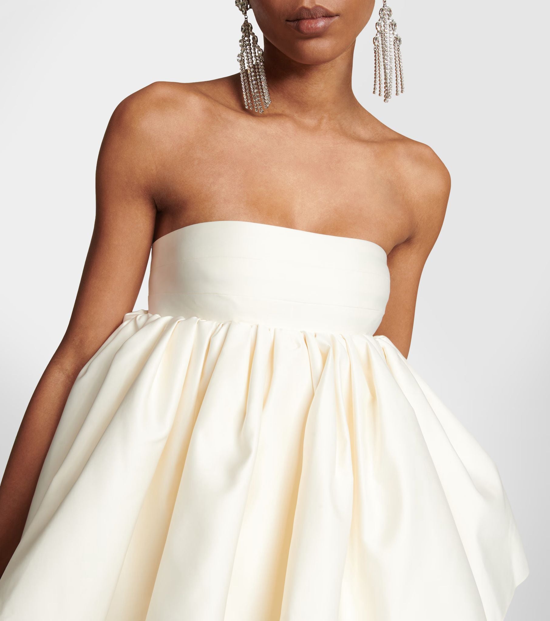 Cream Tiered Ruffle Strapless Mini Dress | Rotate Birger Christensen