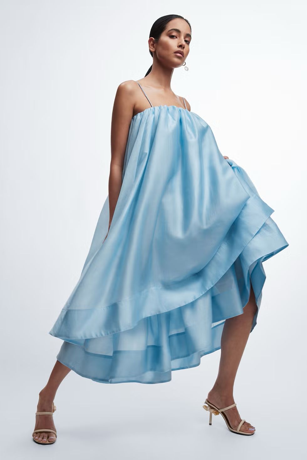 Bandeau Volume Layered Maxi Dress In Blue | & Other Stories