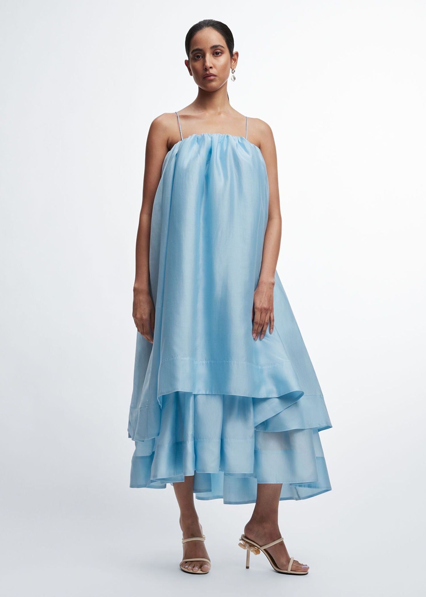 Bandeau Volume Layered Maxi Dress In Blue | & Other Stories