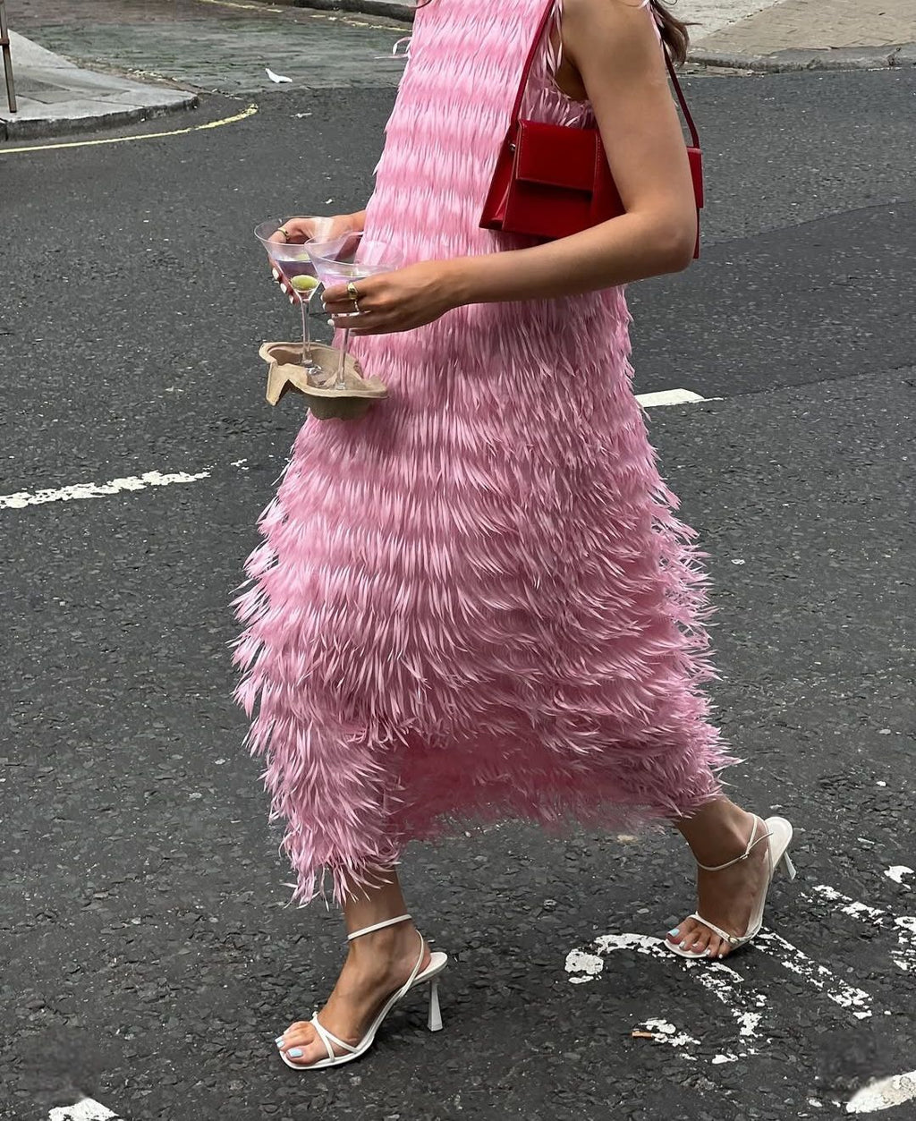 Midi Fringe Dress | Baby Pink | Zara