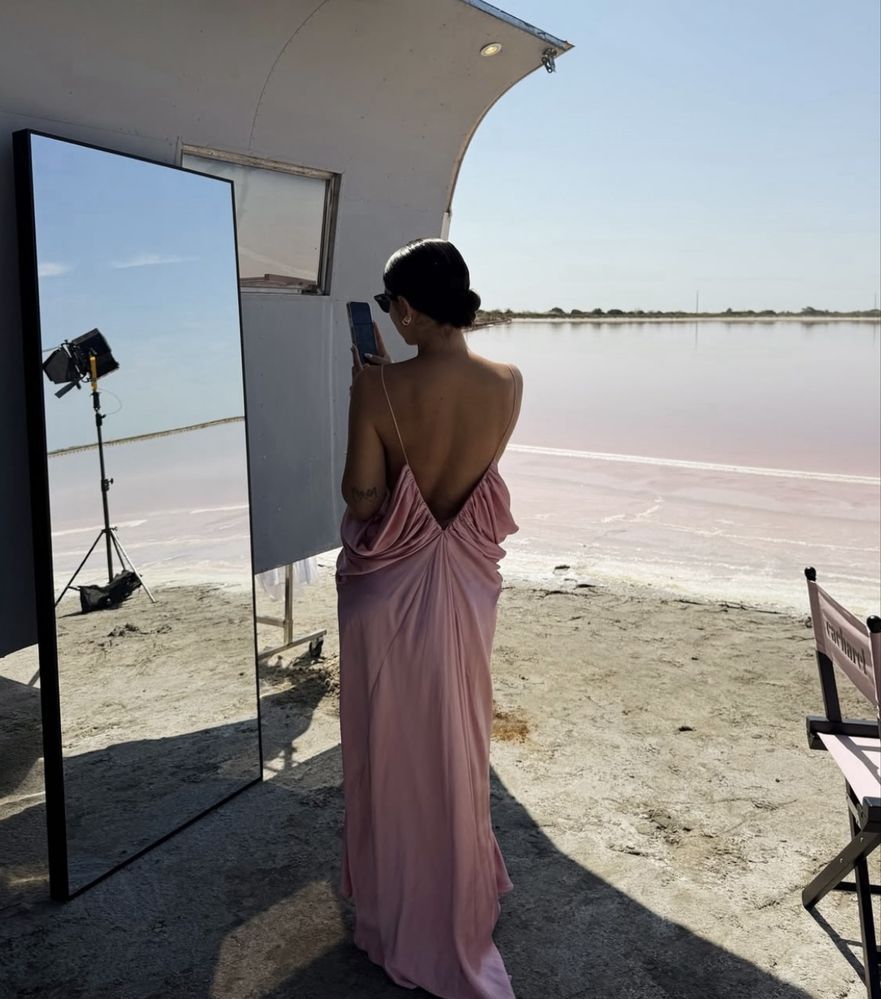 Satin Drape Maxi Dress | Blush Pink | Zara