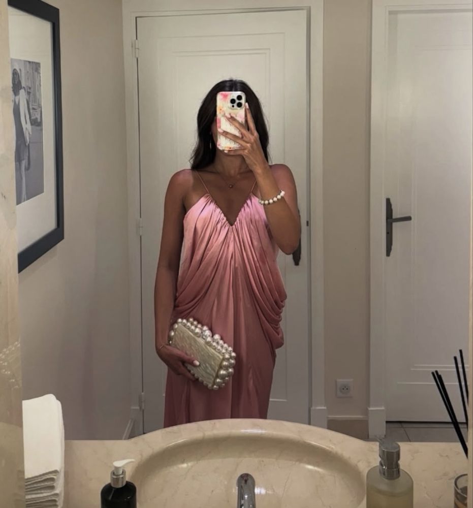 Satin Drape Maxi Dress | Blush Pink | Zara