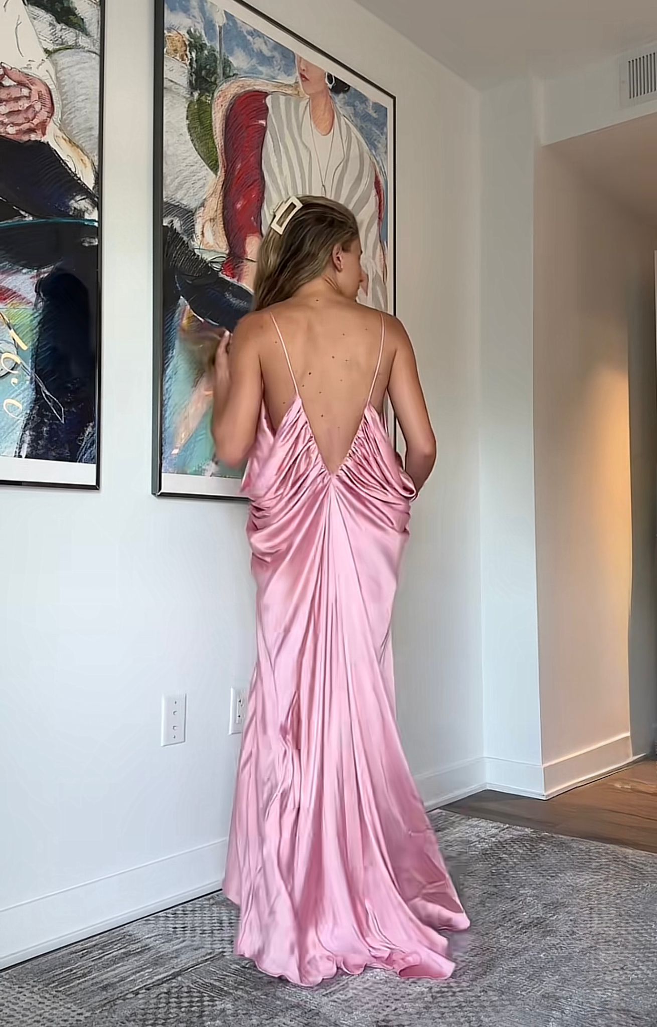 Satin Drape Maxi Dress | Blush Pink | Zara