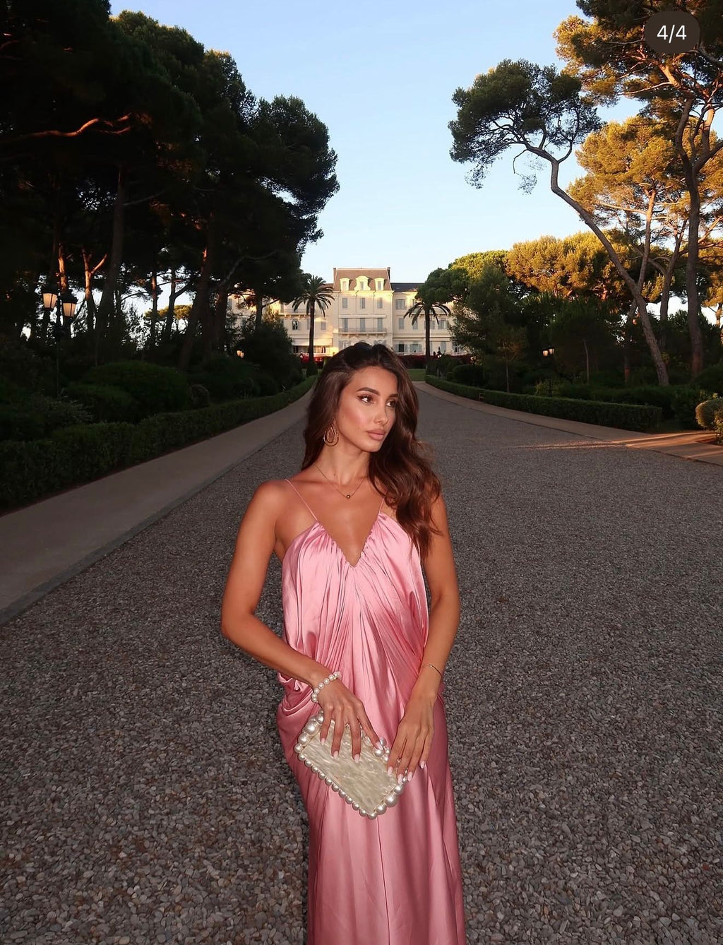 Satin Drape Maxi Dress | Blush Pink | Zara