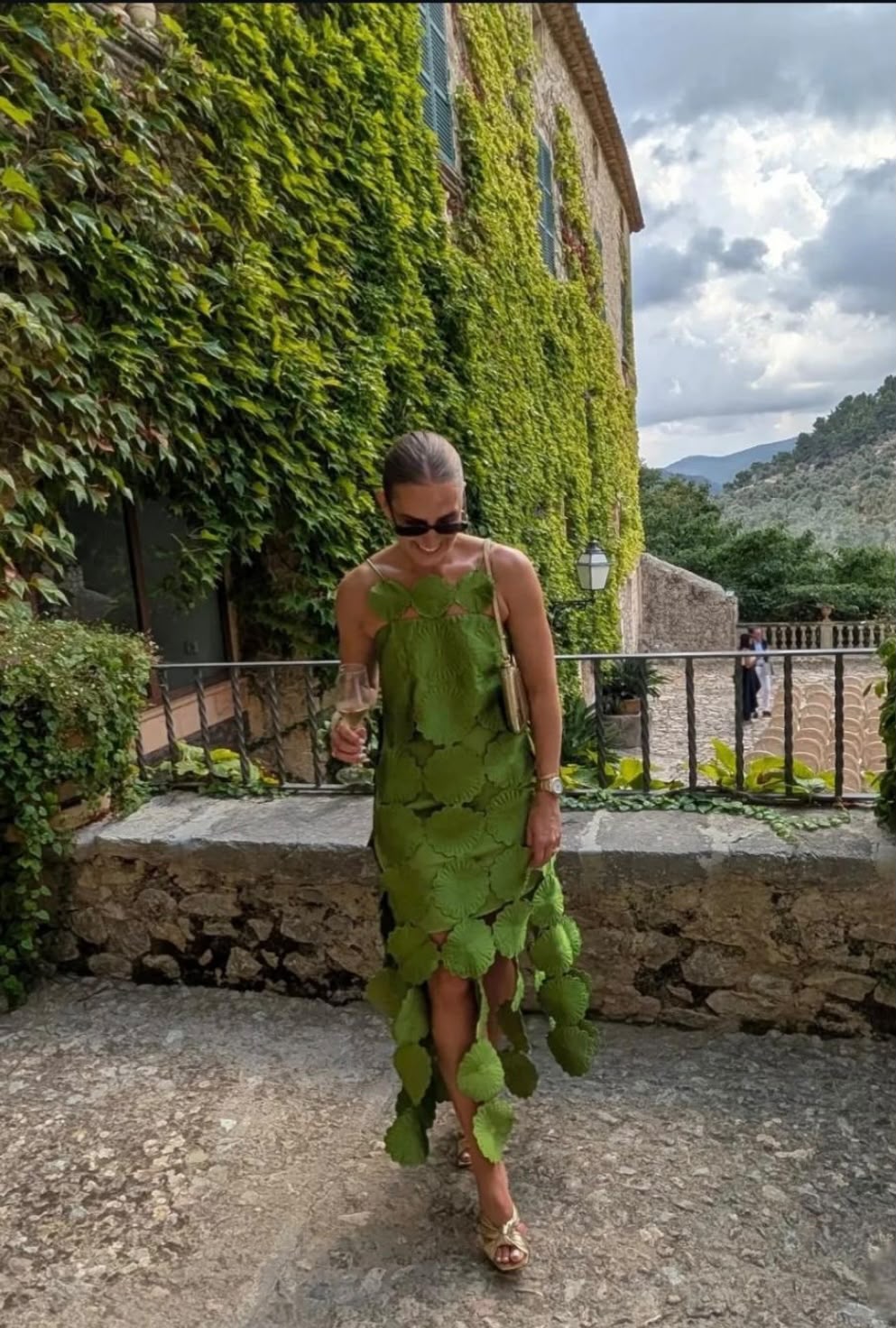 Green Cutwork Floral Midi Dress | Arrange