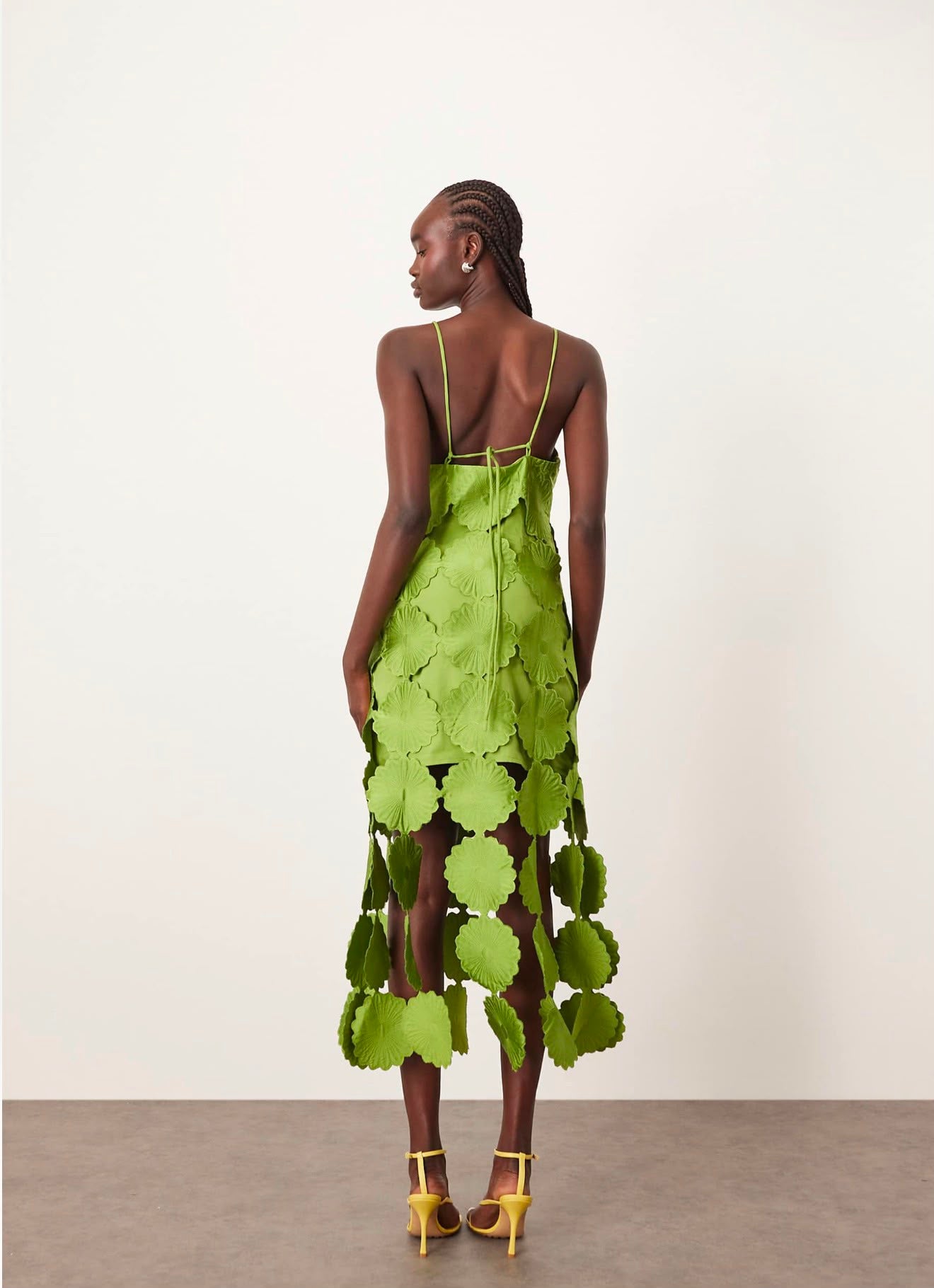 Green Cutwork Floral Midi Dress | Arrange