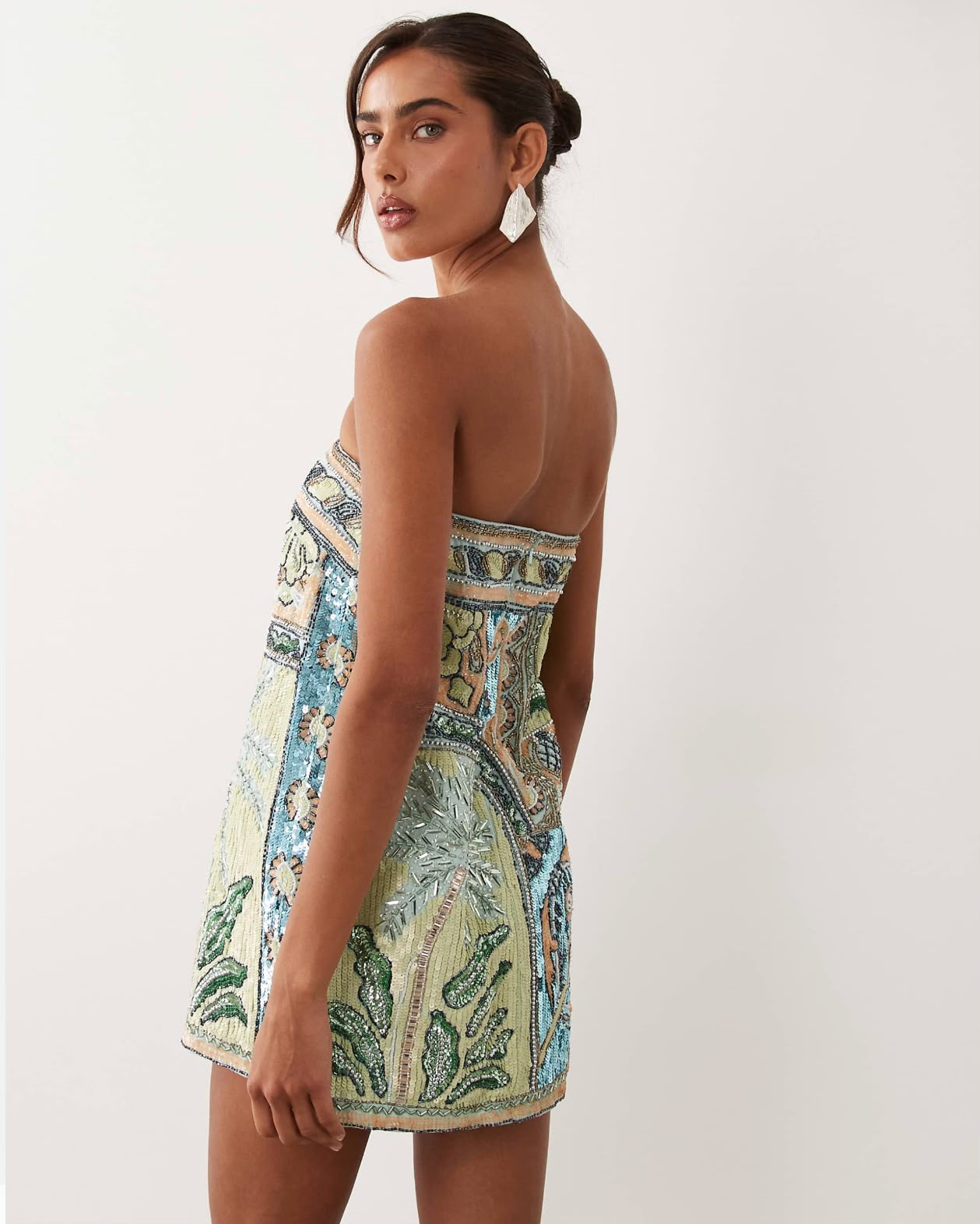 Turquoise Embellished Palm Tree Mini Dress | Asos Design