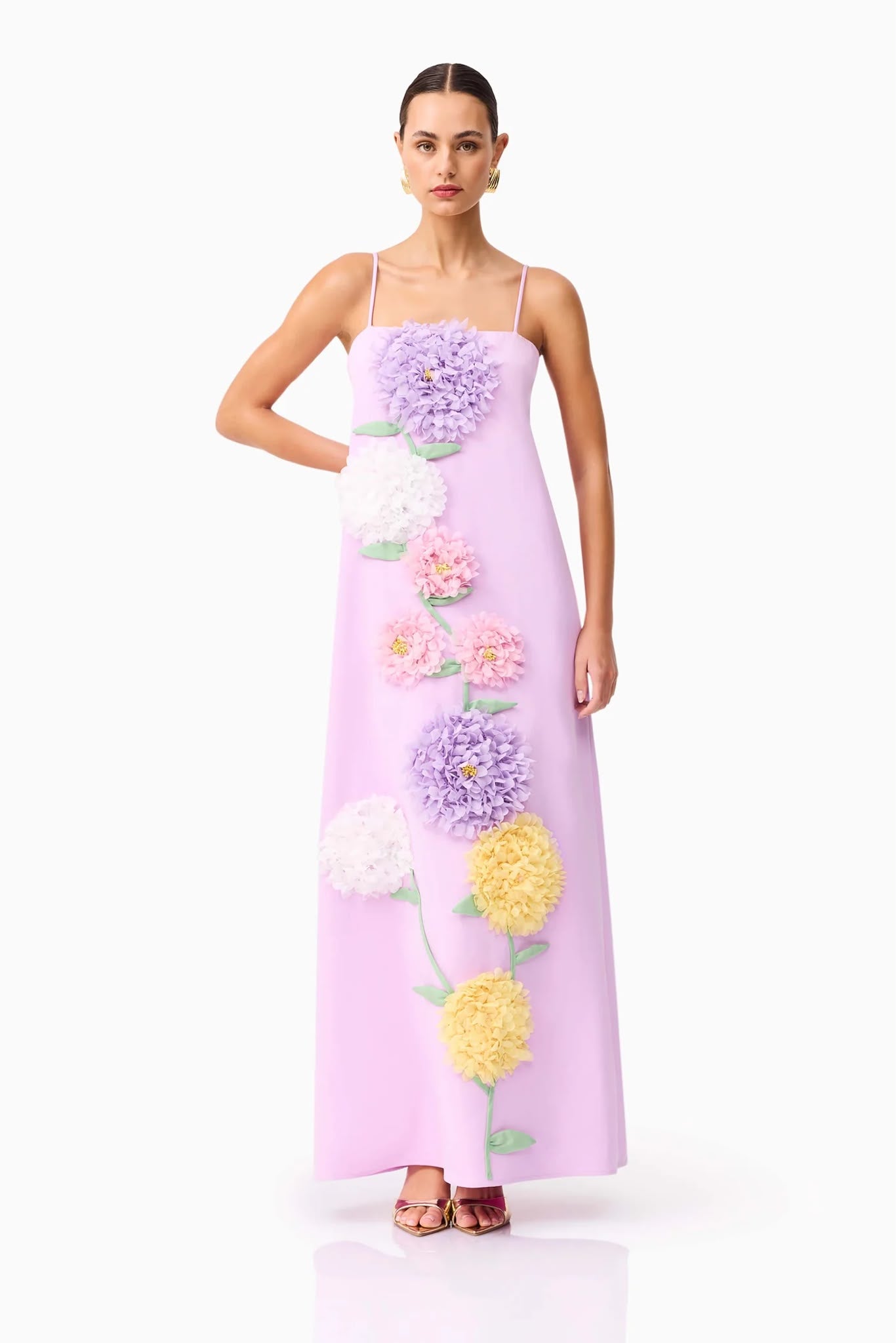 Purple Buttercup Embroidered Maxi Dress | Elliatt