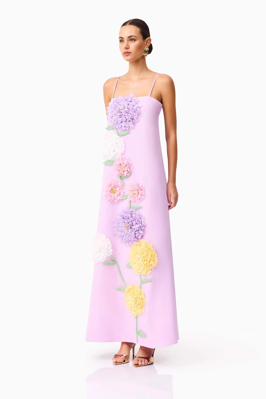 Purple Buttercup Embroidered Maxi Dress | Elliatt