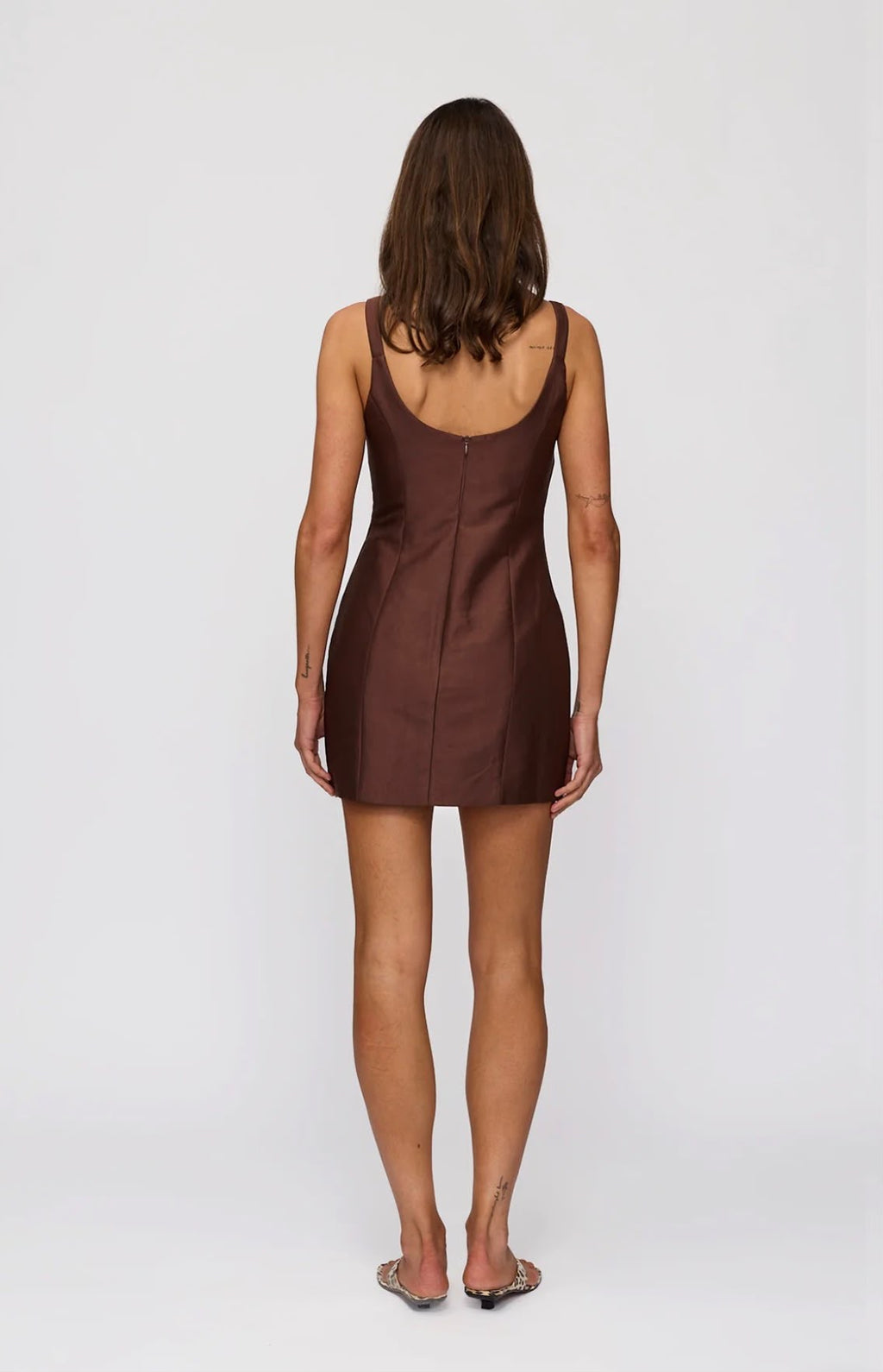 Luvia Beaded Mini Dress in Brown | The Wolf Gang