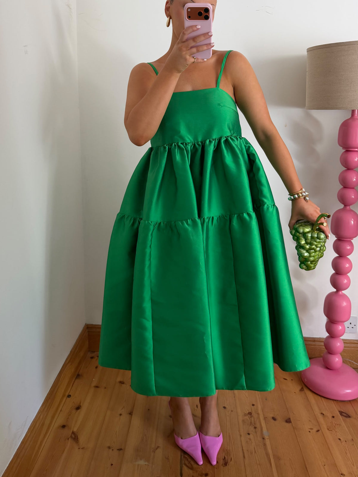Green Tier Midi Dress | Buzina