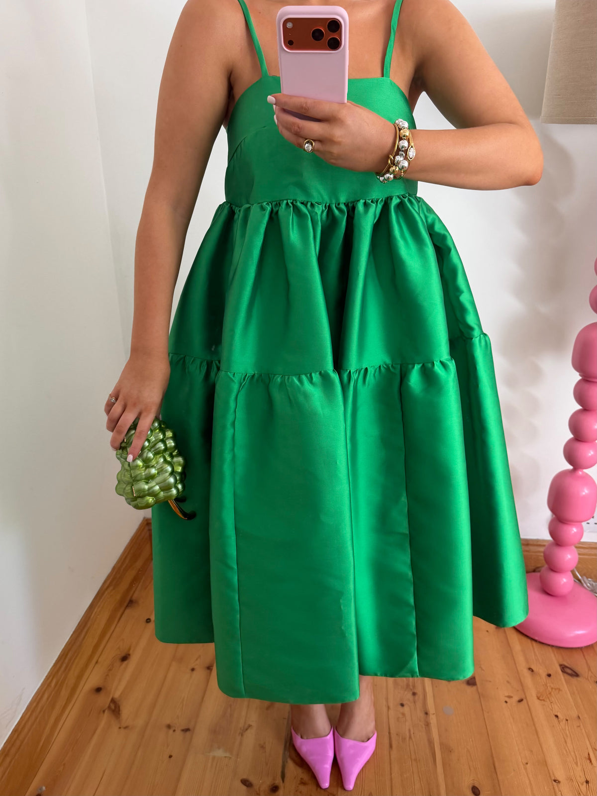 Green Tier Midi Dress | Buzina
