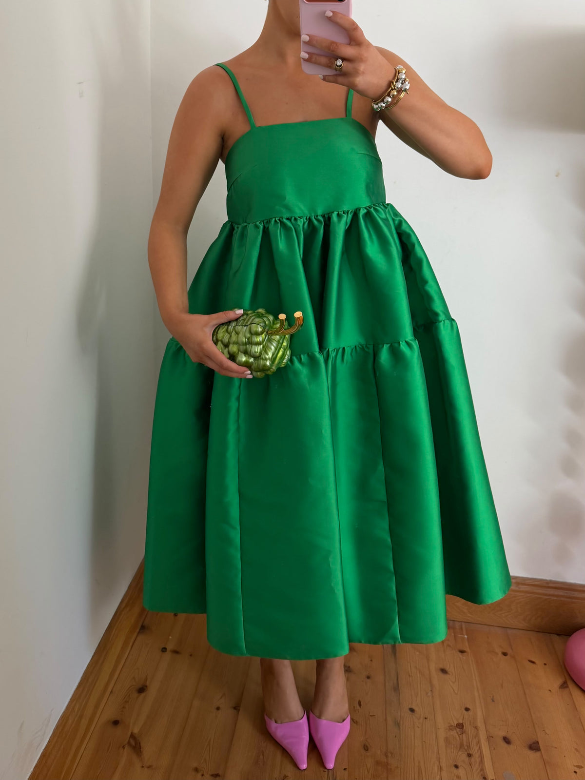 Green Tier Midi Dress | Buzina