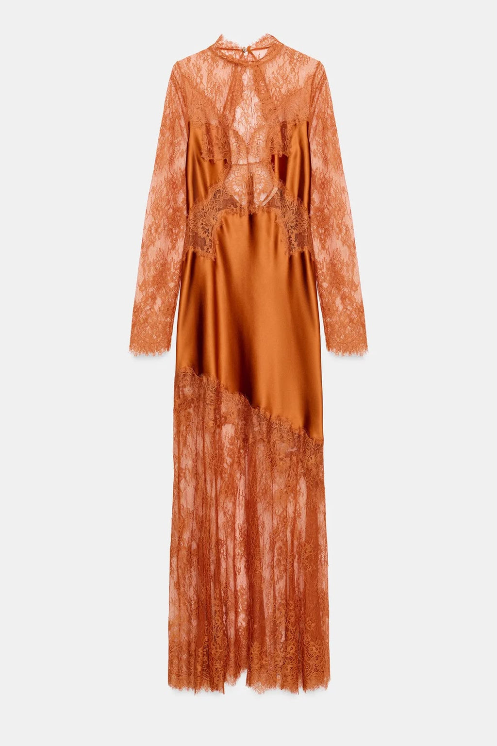 Orange Lace & Satin Dress | Zara