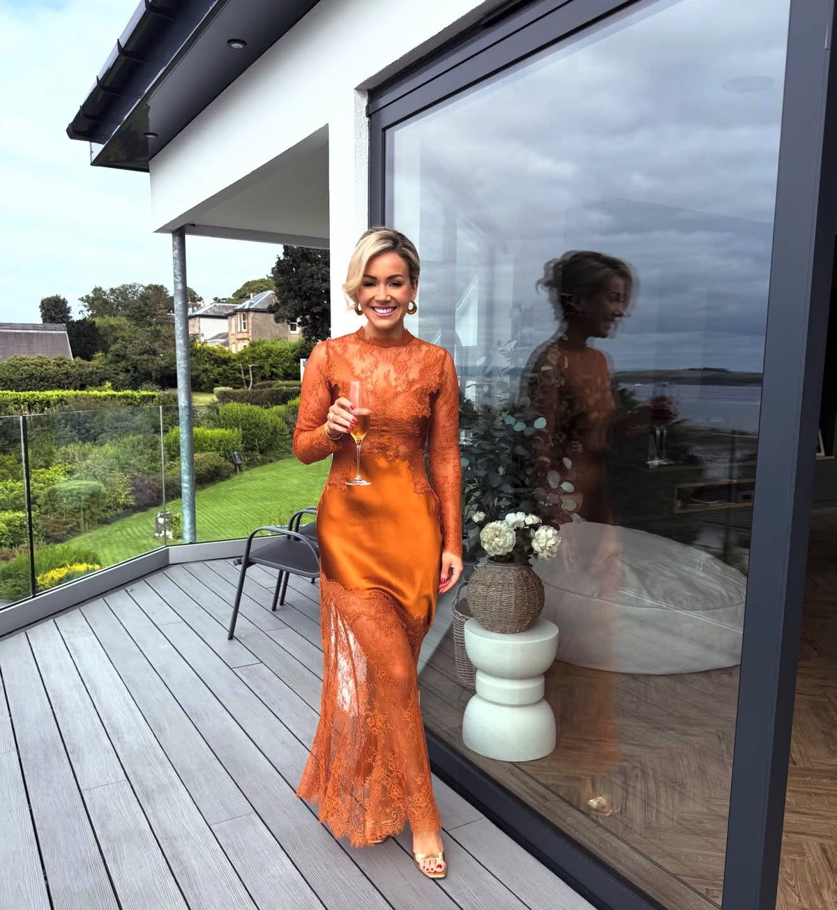 Orange Lace & Satin Dress | Zara