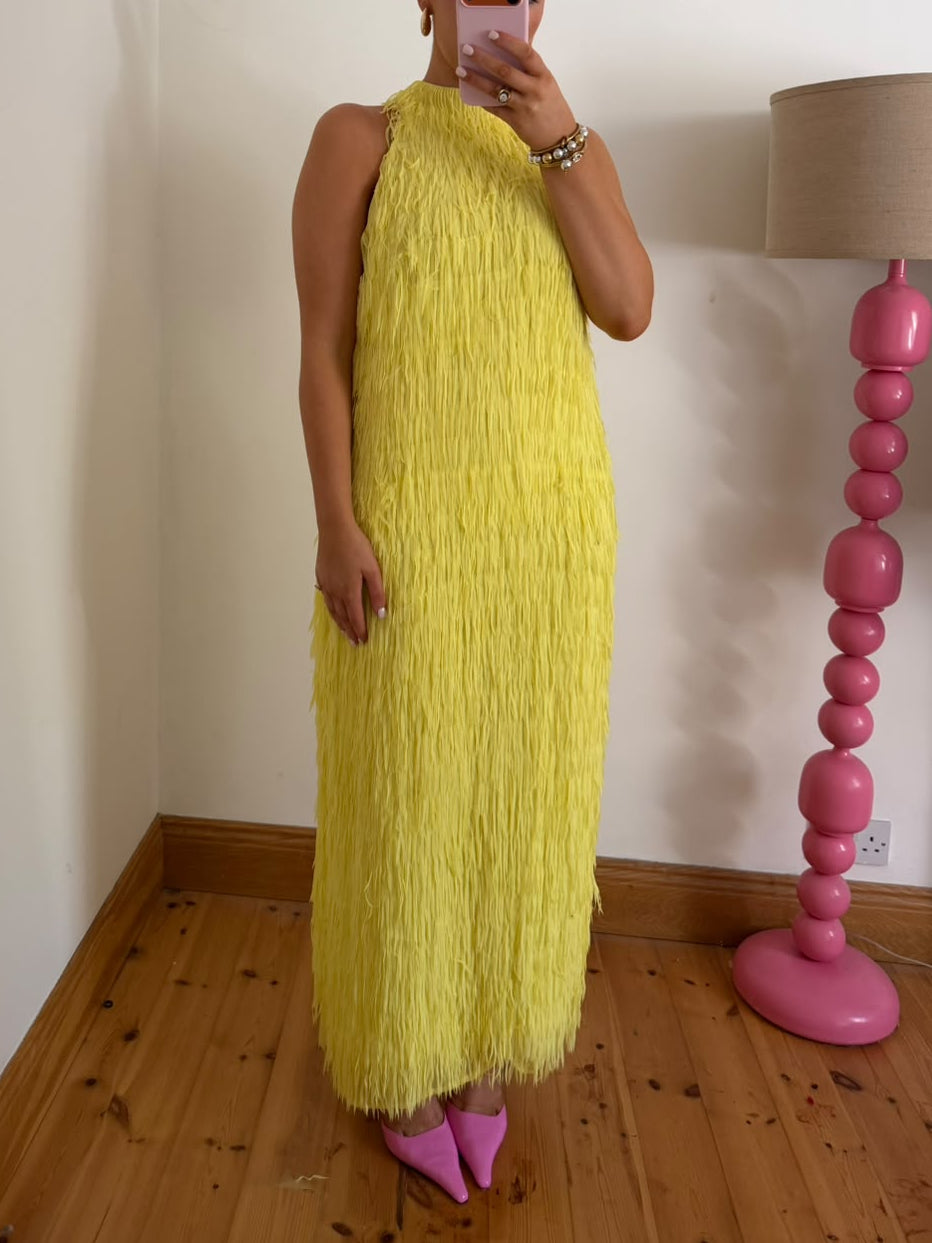 Statement Fringed Maxi Dress In Yellow | Asos Edition