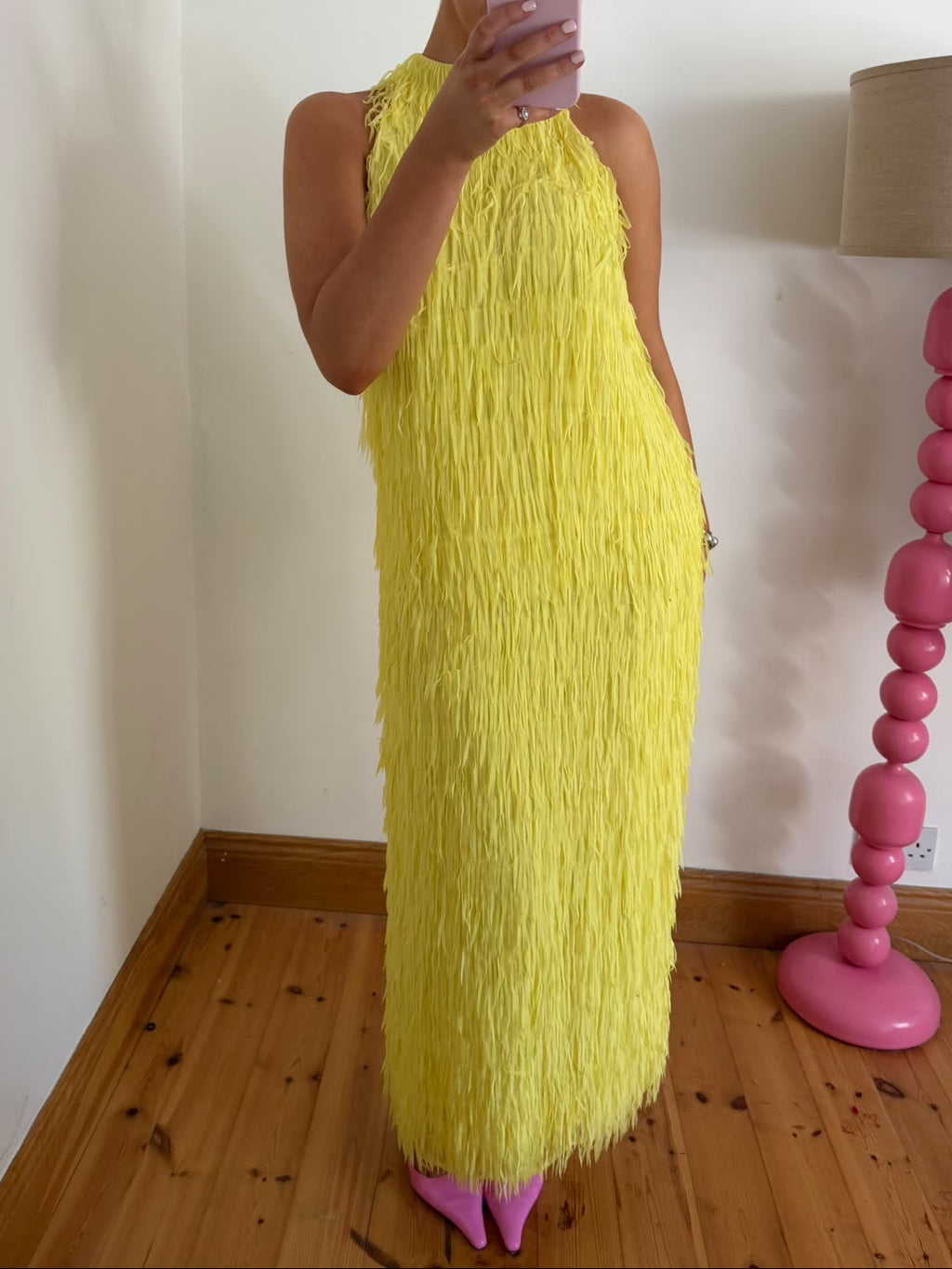Statement Fringed Maxi Dress In Yellow | Asos Edition