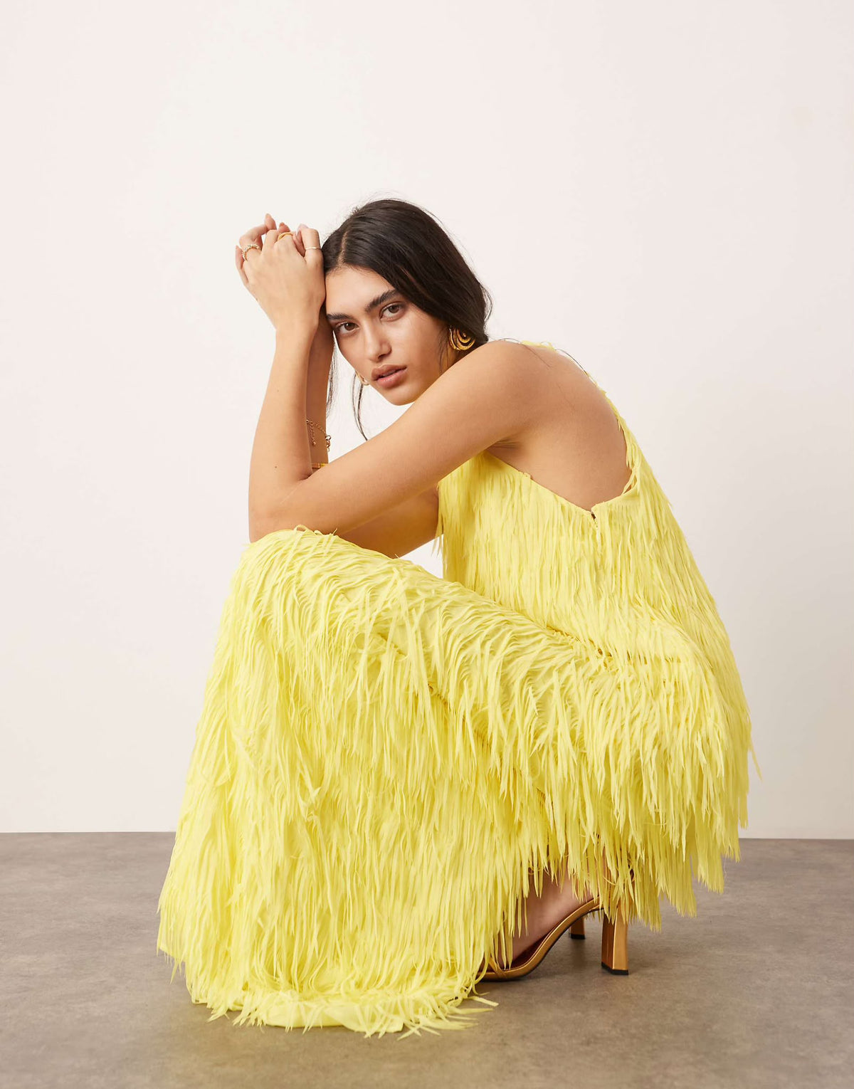 Statement Fringed Maxi Dress In Yellow | Asos Edition