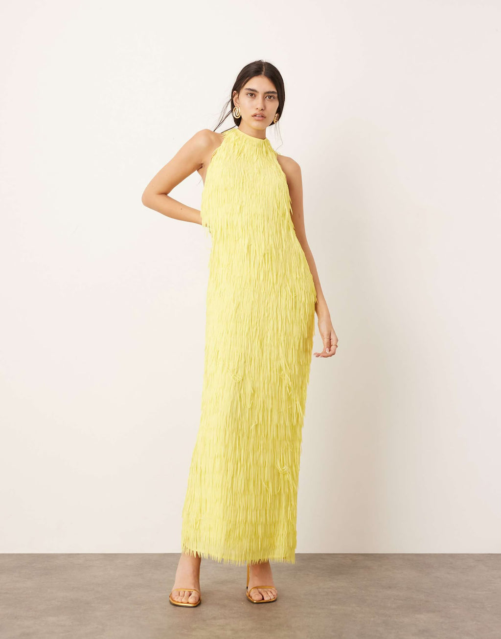 Statement Fringed Maxi Dress In Yellow | Asos Edition