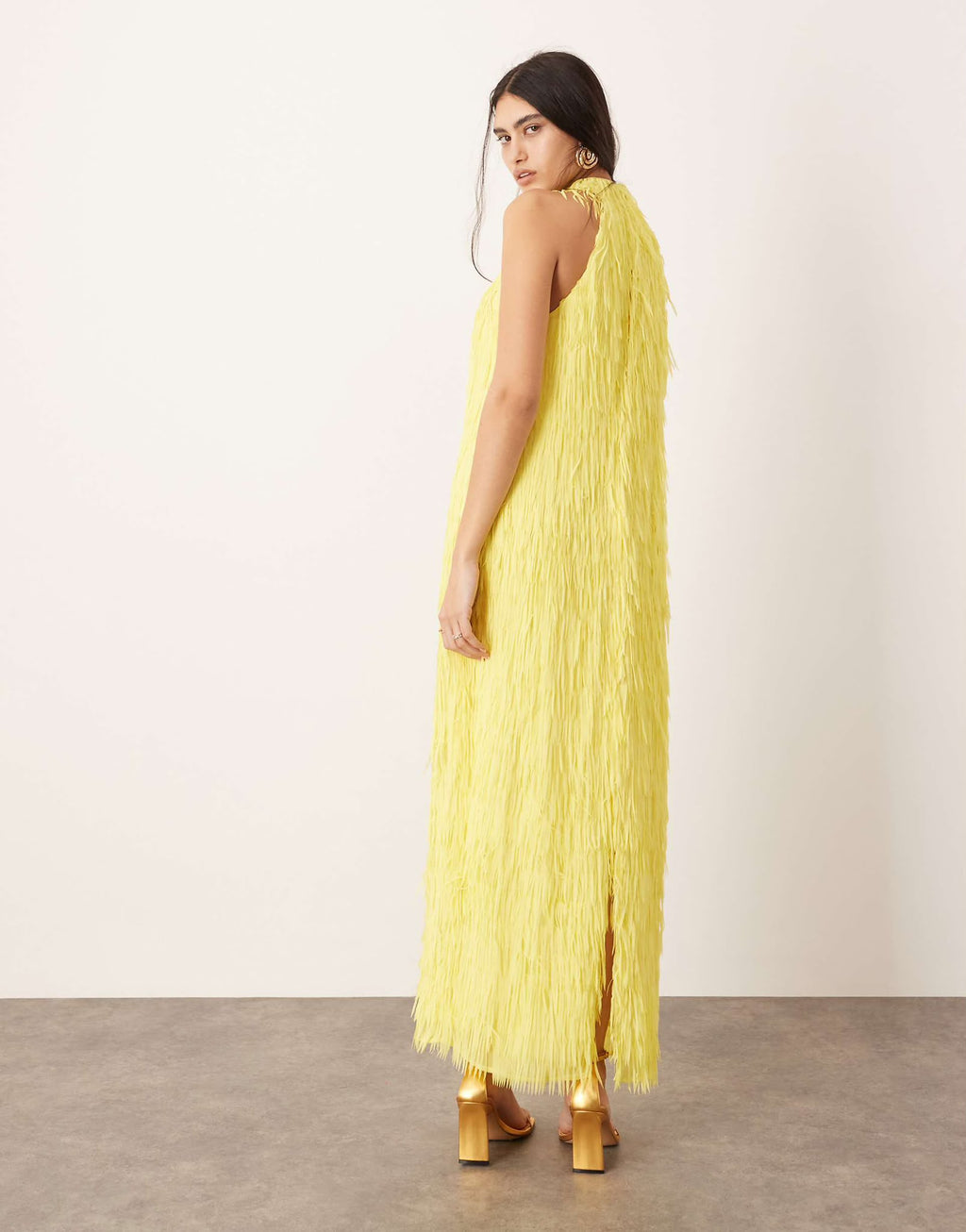 Statement Fringed Maxi Dress In Yellow | Asos Edition
