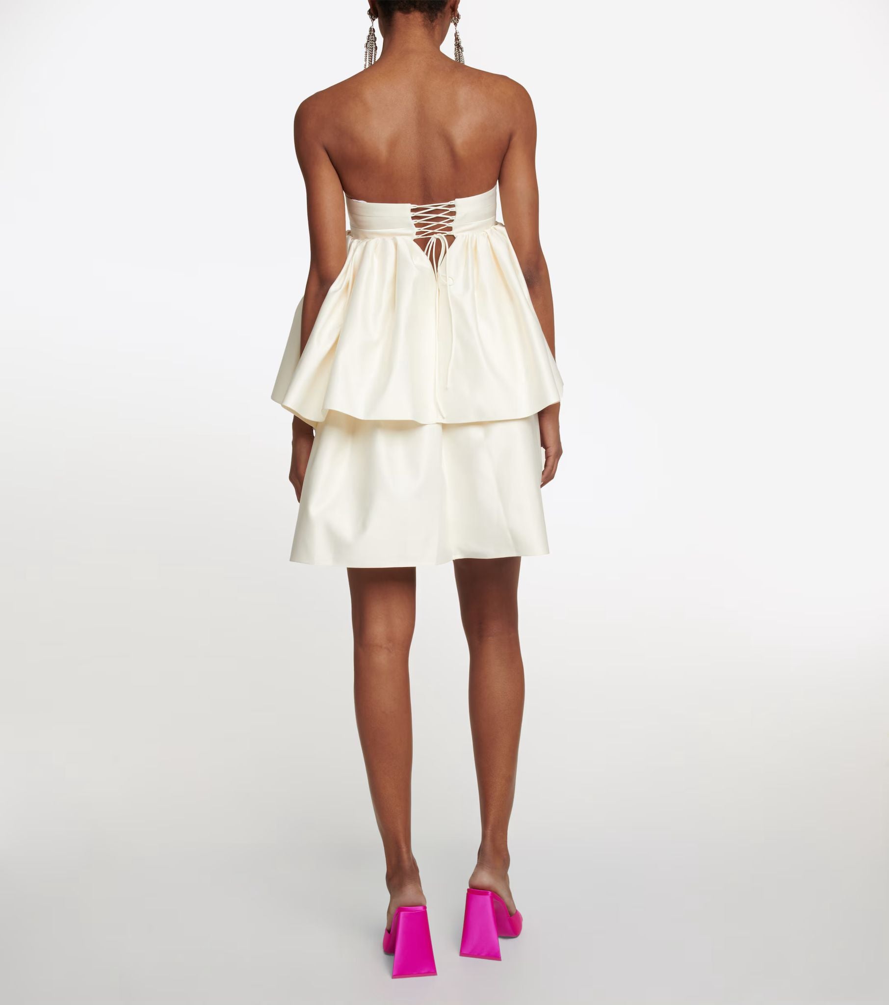 Cream Tiered Ruffle Strapless Mini Dress | Rotate Birger Christensen