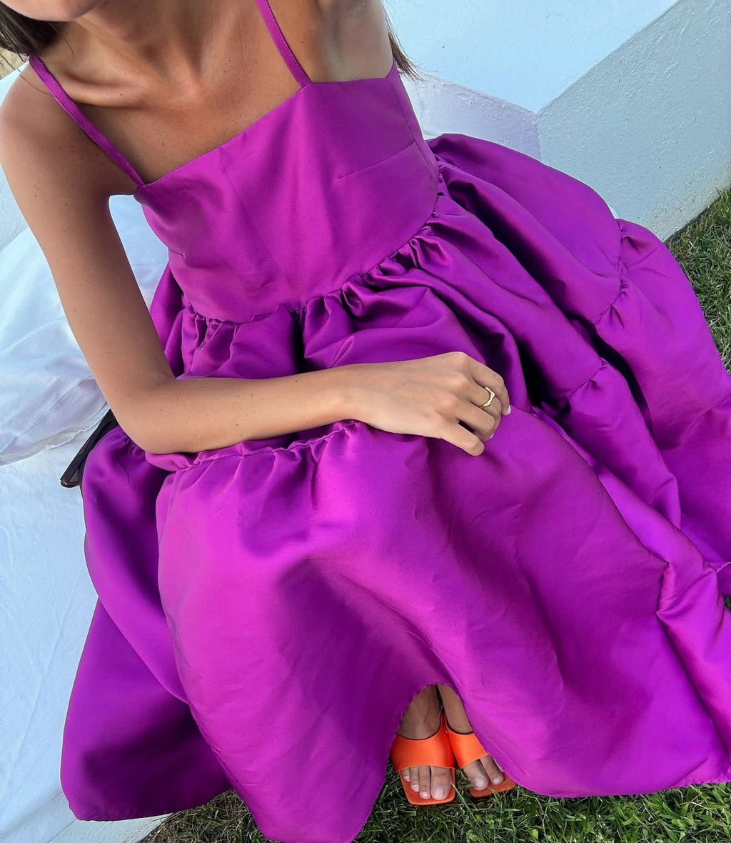 Fuchsia Tier Midi Dress | Buzina