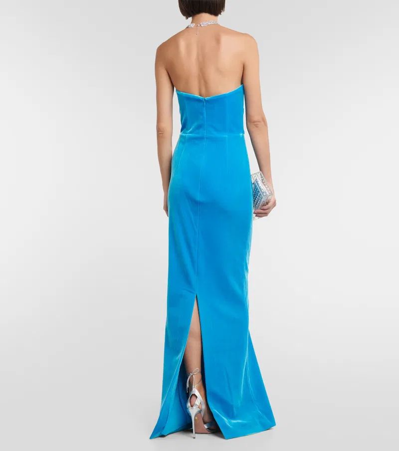 Blue Bernadette Velvet Dress | Rebecca Vallance