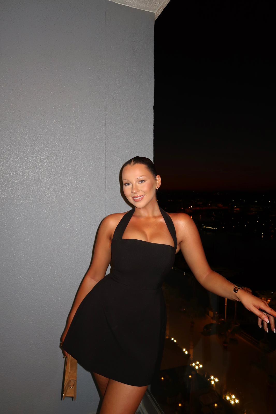 Halter Neck Mini Dress In Black | Odd Muse