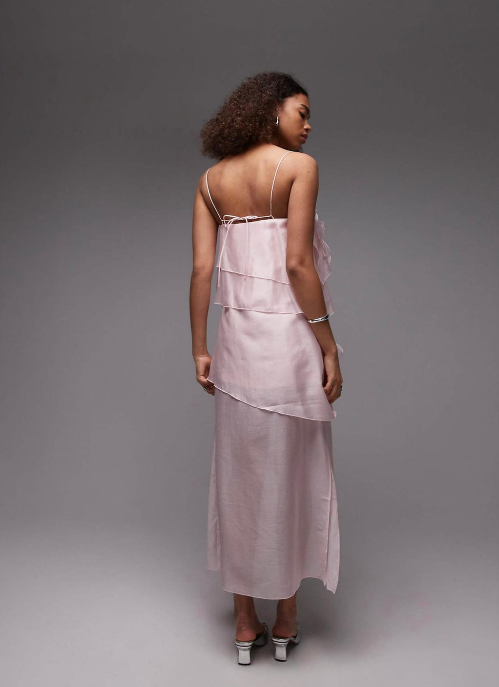 Baby Pink Floral Appliqué Chiffon Layered Dress | & Other Stories