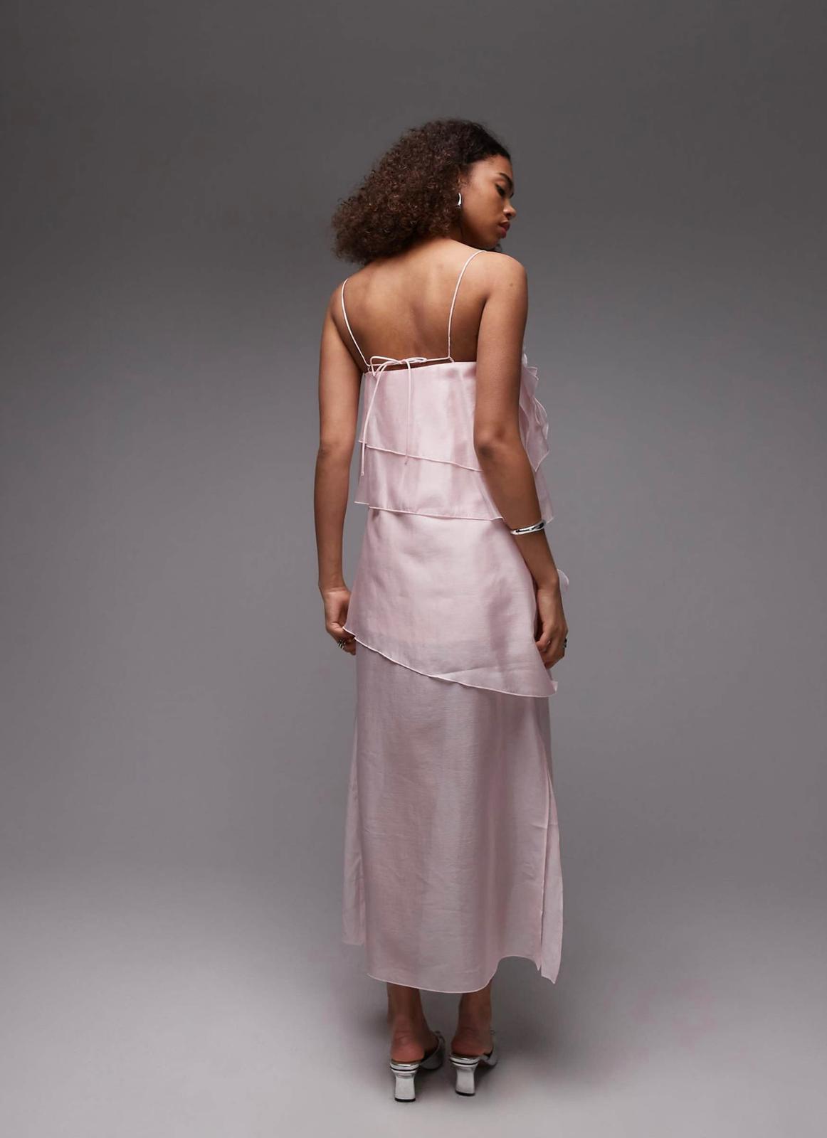 Baby Pink Floral Appliqué Chiffon Layered Dress | & Other Stories