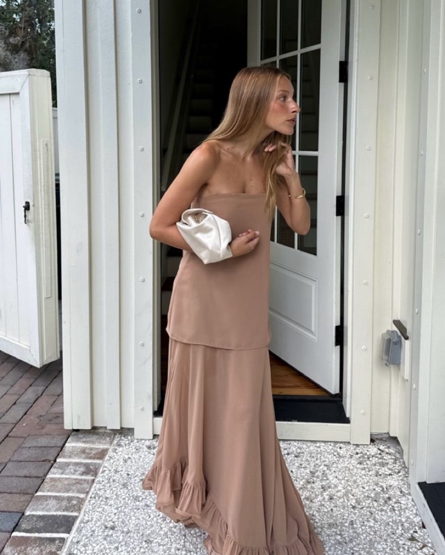 Voluminous Bandeau Dress | Camel | H&M Edition