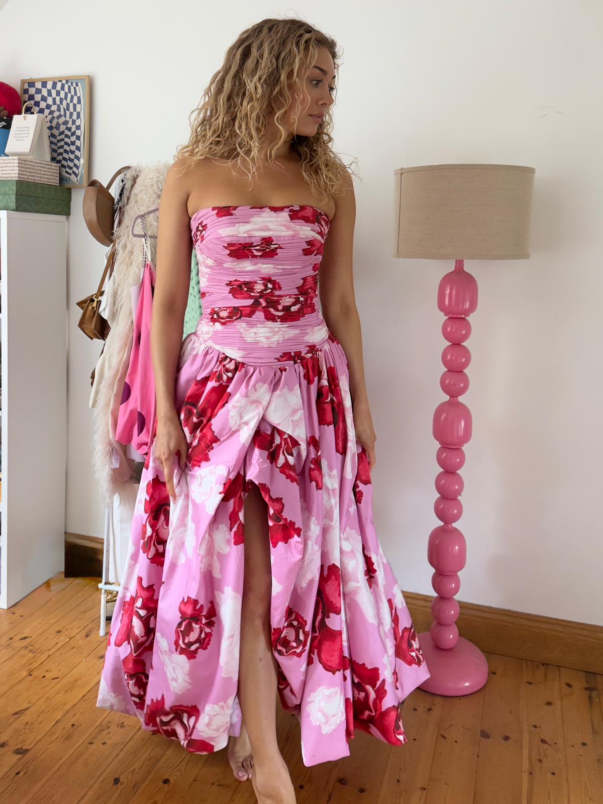 Behold Maxi Dress In Pink Boldly Blooming | Aje