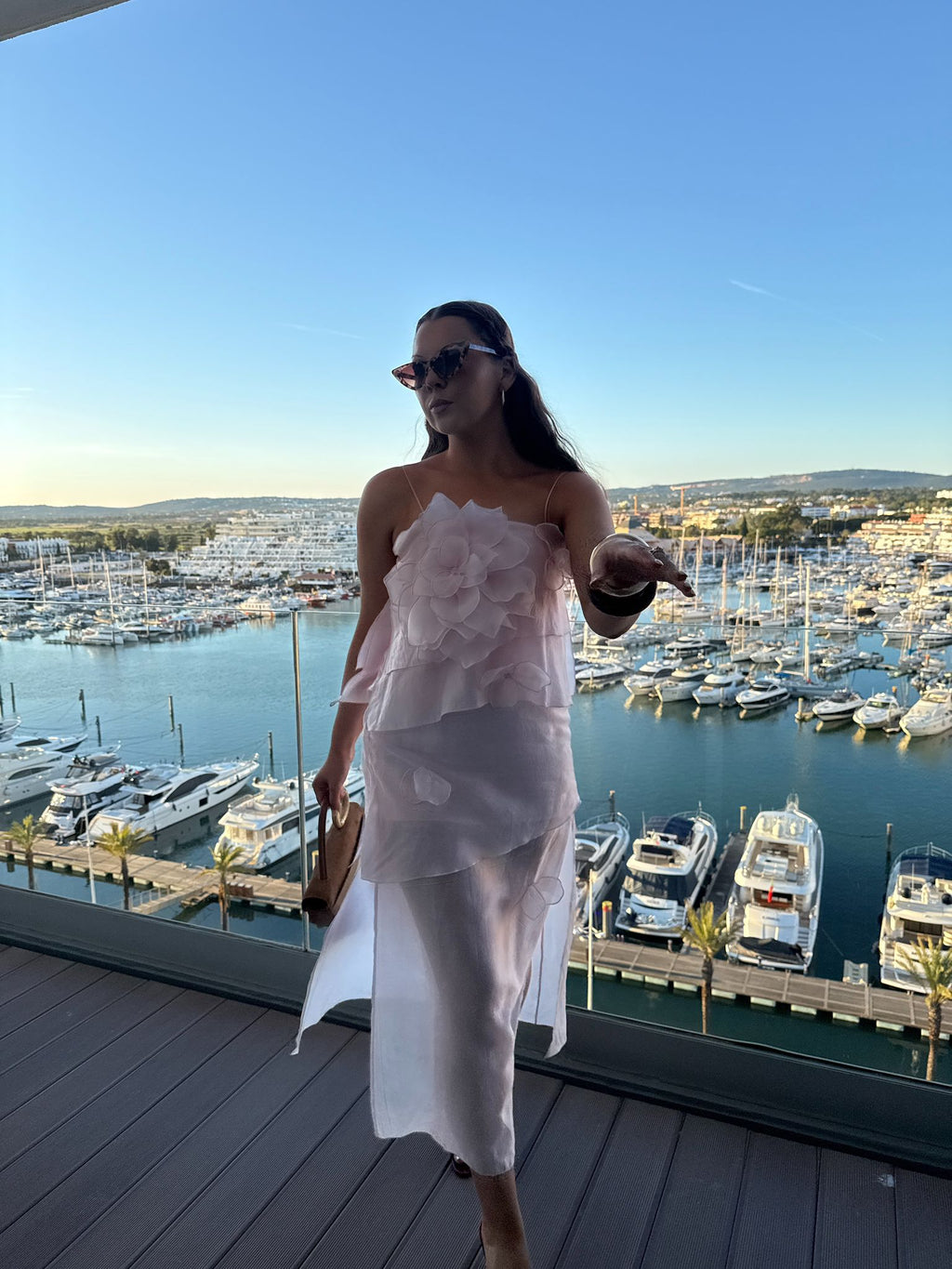Baby Pink Floral Appliqué Chiffon Layered Dress | & Other Stories