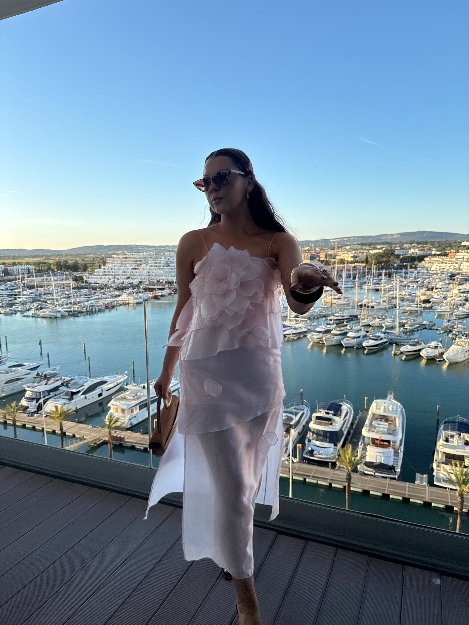 Baby Pink Floral Appliqué Chiffon Layered Dress | & Other Stories