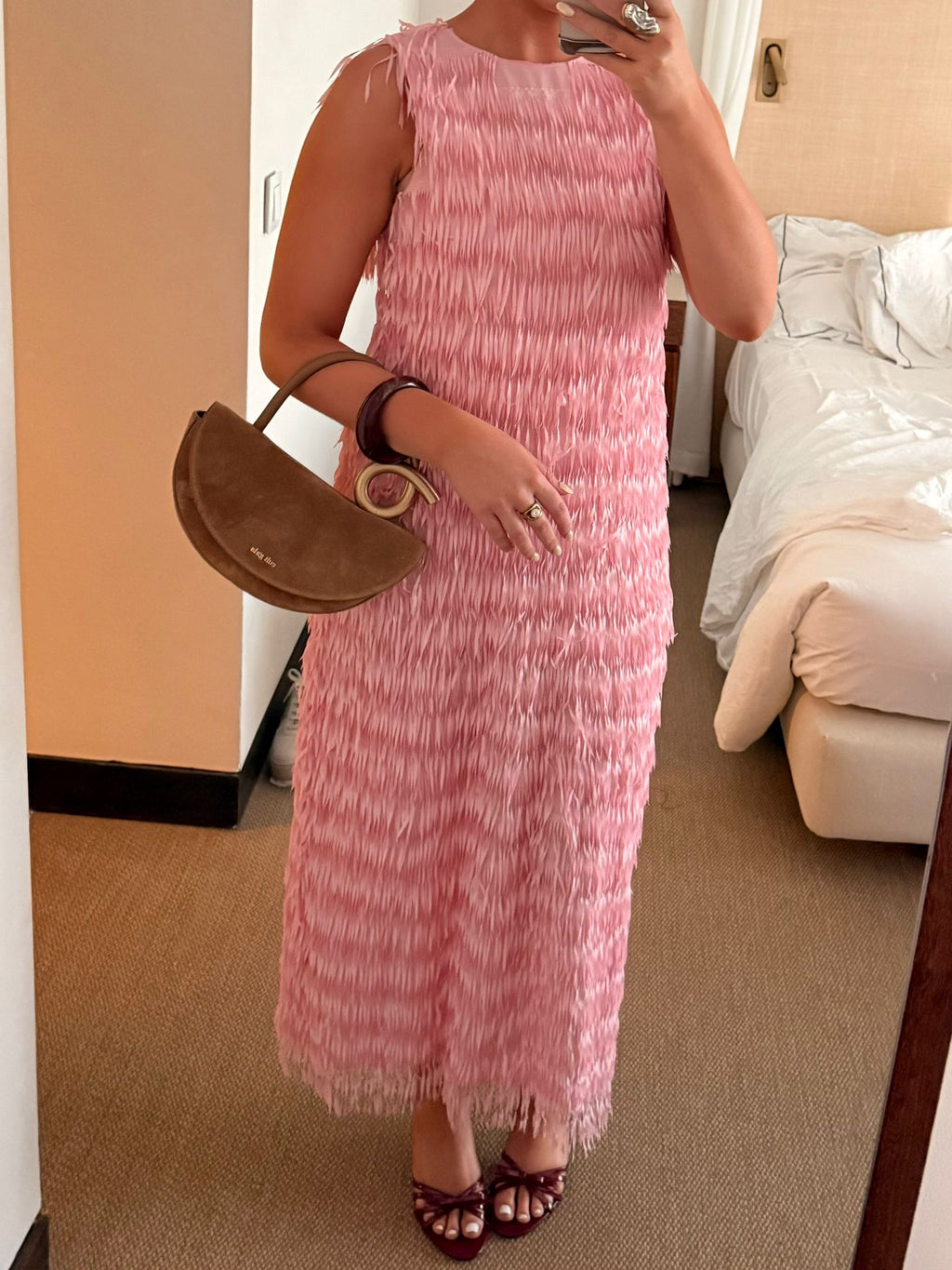 Midi Fringe Dress | Baby Pink | Zara