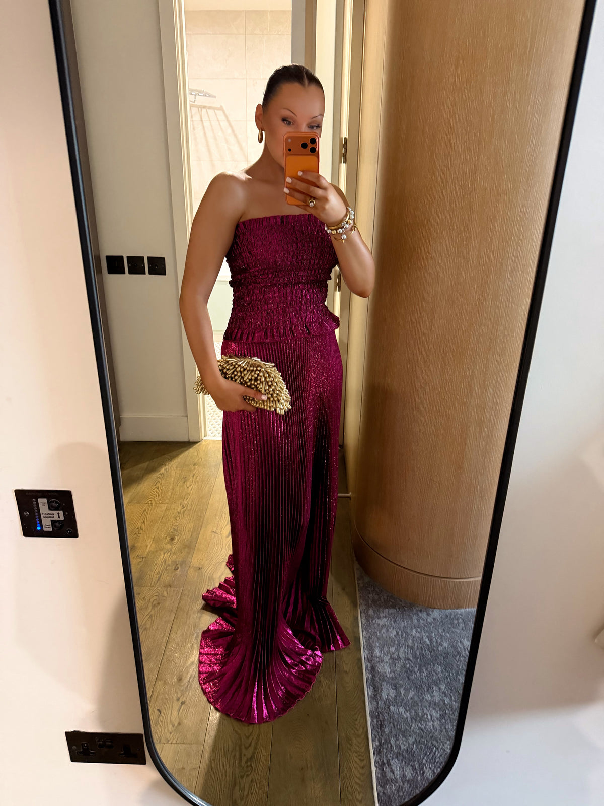 Maya Shirred Gown | Sangria Glitter | L'IDÉE