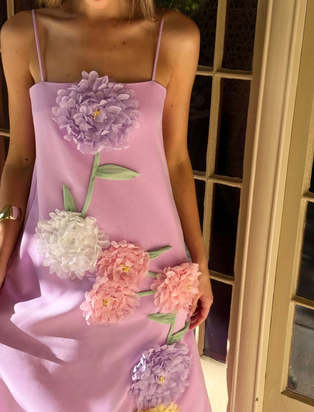 Purple Buttercup Embroidered Maxi Dress | Elliatt